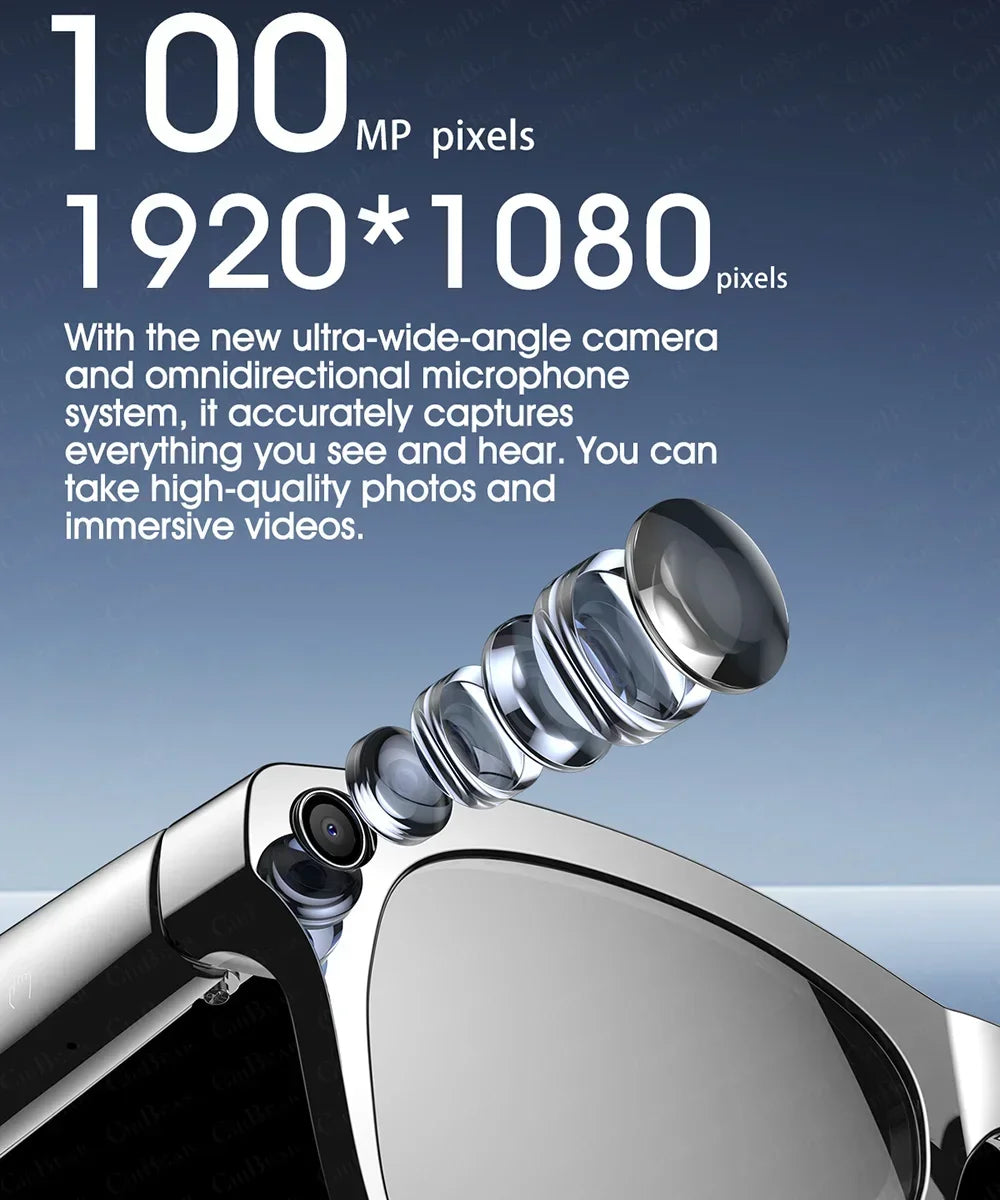 Lunettes intelligentes VIVO 8K HD AI avec Chat GPT, caméra 150 MP, appels Bluetooth et commande vocale. Lunettes connectées pour hommes et femmes.