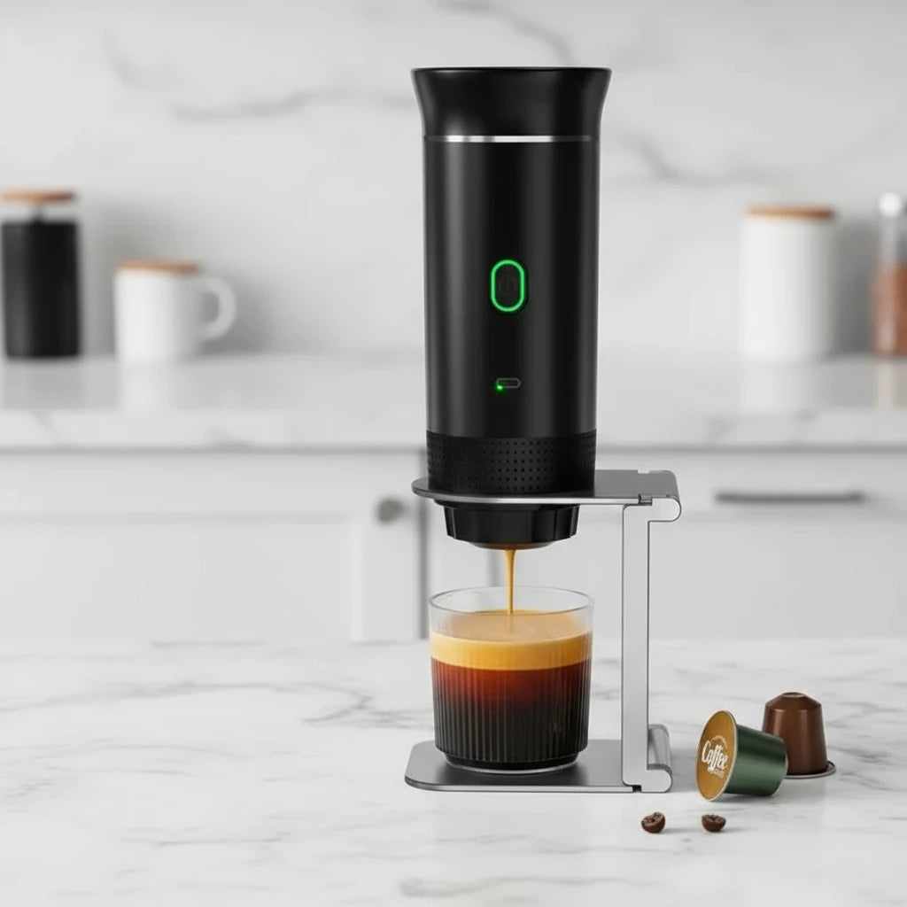 Cafetière à capsule portable 3 en 1, cafetière expresso électrique à chauffage sans fil pour voiture et maison, cafetière de camping de voyage